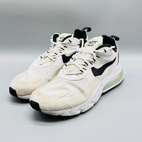 Nike Shoes Mens 8.5 Beige Black Air Max 270 React Low Top Running Sneakers - Picture 4 of 9
